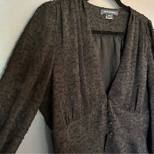 French Connection black front button blouse | size xl